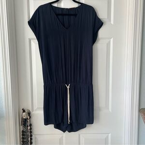 RAMY BROOK Silk Scoop Neck Romper Blue Medium